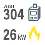 Externí kamna (ocel třídy 304), 26 kW s kouřovodem, 2 m