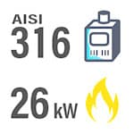 Externí kamna (ocel třídy 316), 26 kW s kouřovodem, 2 m